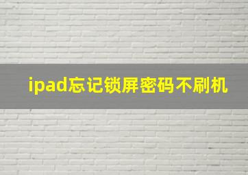 ipad忘记锁屏密码不刷机