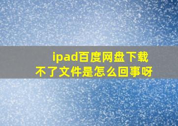 ipad百度网盘下载不了文件是怎么回事呀