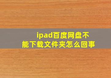 ipad百度网盘不能下载文件夹怎么回事