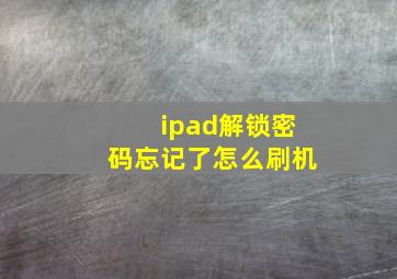 ipad解锁密码忘记了怎么刷机