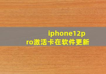 iphone12pro激活卡在软件更新