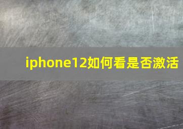 iphone12如何看是否激活