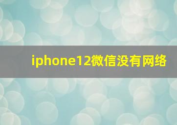 iphone12微信没有网络