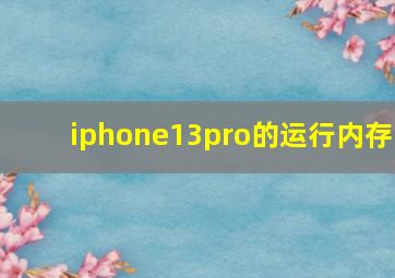 iphone13pro的运行内存