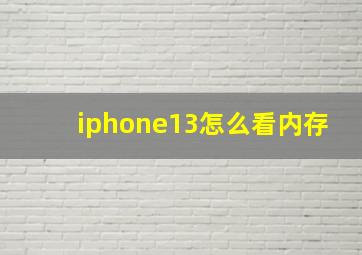 iphone13怎么看内存