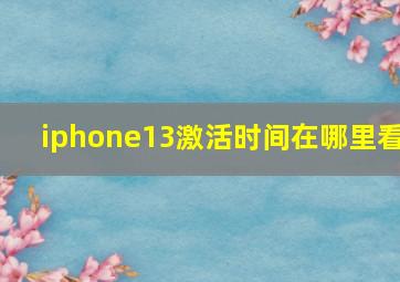 iphone13激活时间在哪里看