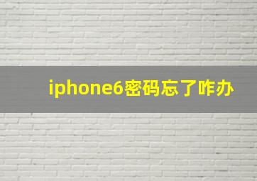 iphone6密码忘了咋办