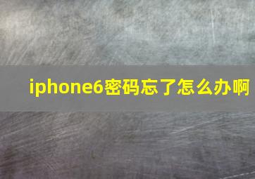 iphone6密码忘了怎么办啊