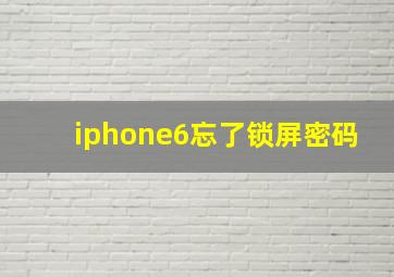 iphone6忘了锁屏密码