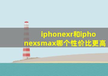 iphonexr和iphonexsmax哪个性价比更高