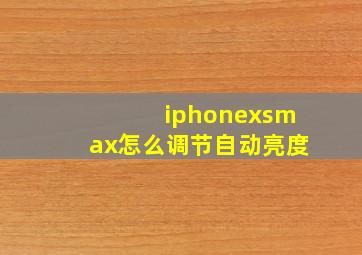 iphonexsmax怎么调节自动亮度