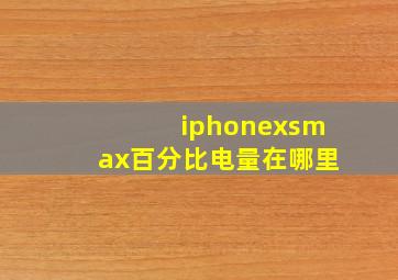 iphonexsmax百分比电量在哪里