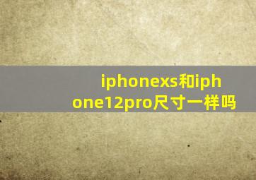 iphonexs和iphone12pro尺寸一样吗