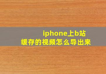 iphone上b站缓存的视频怎么导出来