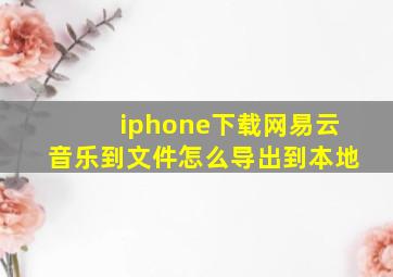 iphone下载网易云音乐到文件怎么导出到本地