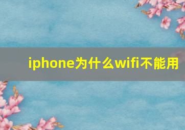 iphone为什么wifi不能用