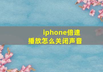 iphone倍速播放怎么关闭声音