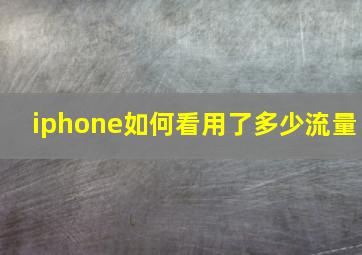 iphone如何看用了多少流量