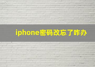 iphone密码改忘了咋办