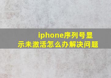 iphone序列号显示未激活怎么办解决问题