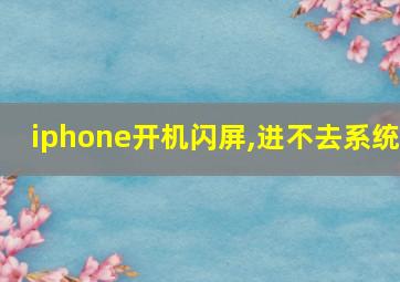 iphone开机闪屏,进不去系统