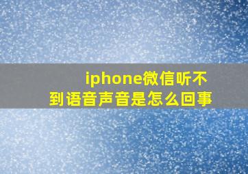 iphone微信听不到语音声音是怎么回事