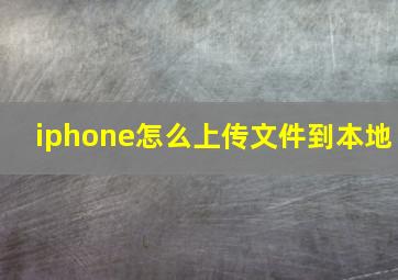 iphone怎么上传文件到本地