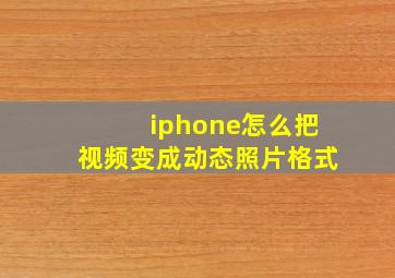 iphone怎么把视频变成动态照片格式