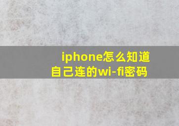 iphone怎么知道自己连的wi-fi密码