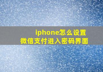 iphone怎么设置微信支付进入密码界面