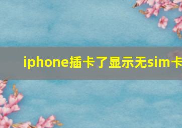 iphone插卡了显示无sim卡