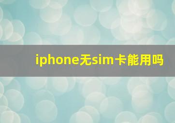 iphone无sim卡能用吗