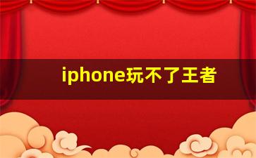 iphone玩不了王者