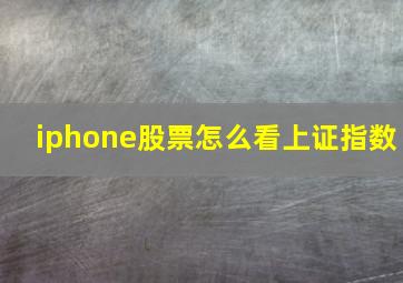 iphone股票怎么看上证指数