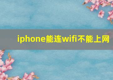 iphone能连wifi不能上网