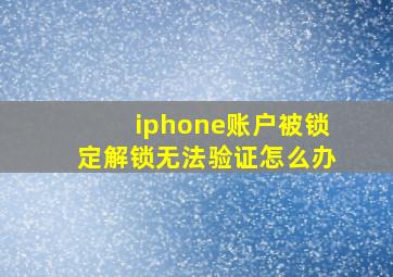 iphone账户被锁定解锁无法验证怎么办