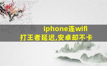 iphone连wifi打王者延迟,安卓却不卡