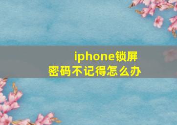 iphone锁屏密码不记得怎么办