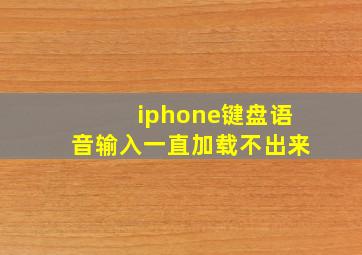 iphone键盘语音输入一直加载不出来