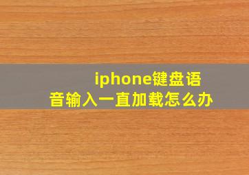 iphone键盘语音输入一直加载怎么办