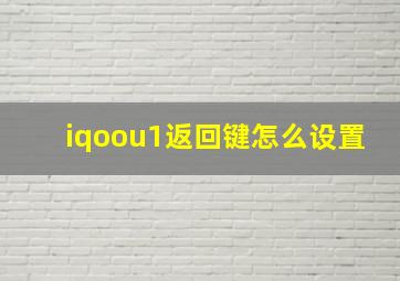 iqoou1返回键怎么设置