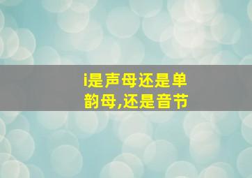 i是声母还是单韵母,还是音节