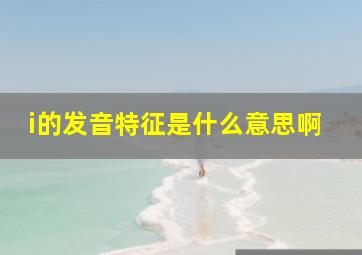 i的发音特征是什么意思啊