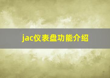 jac仪表盘功能介绍