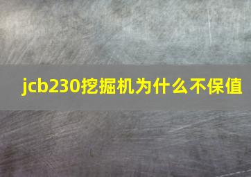 jcb230挖掘机为什么不保值