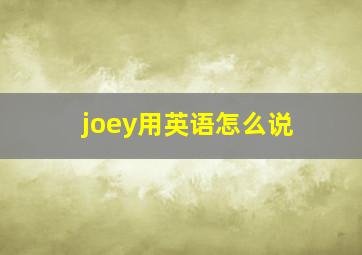 joey用英语怎么说