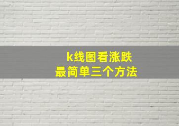 k线图看涨跌最简单三个方法