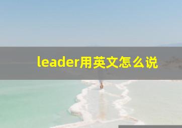 leader用英文怎么说