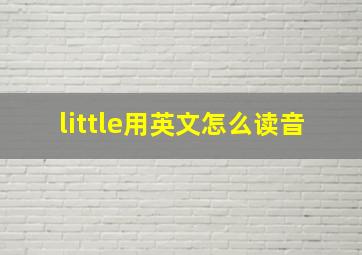 little用英文怎么读音