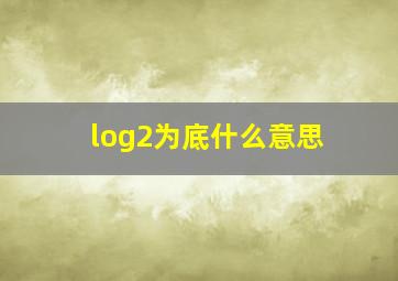 log2为底什么意思